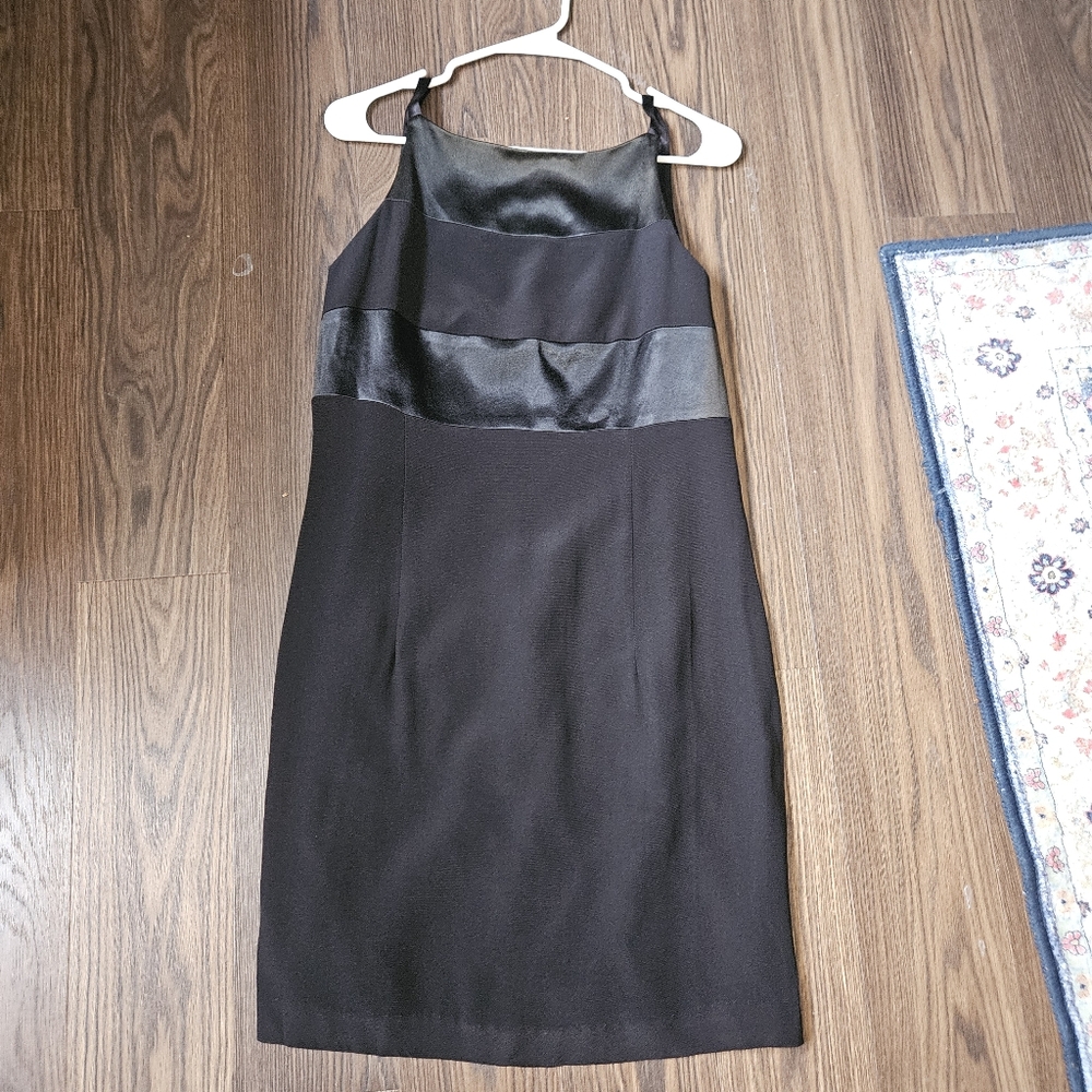 Vintage 90s Y2K Dave & Johnny Black High Neckline Mini Cocktail Dress 16 Retro